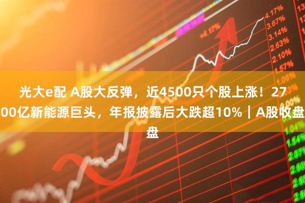 光大e配 A股大反弹，近4500只个股上涨！2700亿新能源巨头，年报披露后大跌超10%｜A股收盘